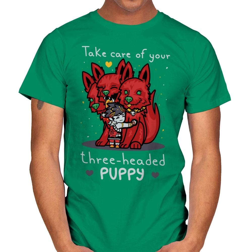 Three-Headed Puppy - Mens T-Shirts RIPT Apparel Small / Kelly