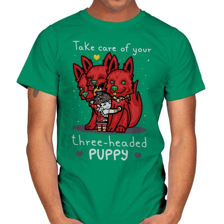 Three-Headed Puppy - Mens T-Shirts RIPT Apparel Small / Kelly