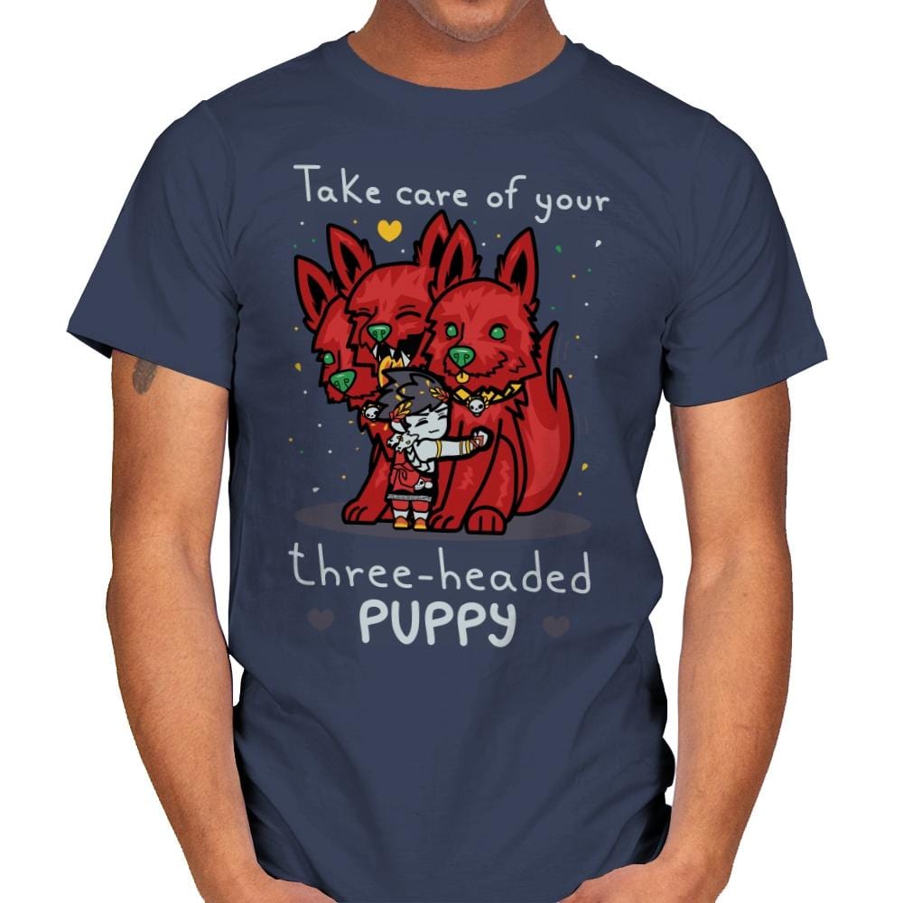 Three-Headed Puppy - Mens T-Shirts RIPT Apparel Small / Navy