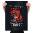 Three-Headed Puppy - Prints Posters RIPT Apparel 18x24 / Black