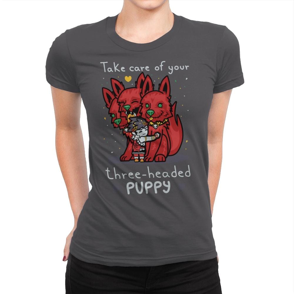Three-Headed Puppy - Womens Premium T-Shirts RIPT Apparel Small / Heavy Metal