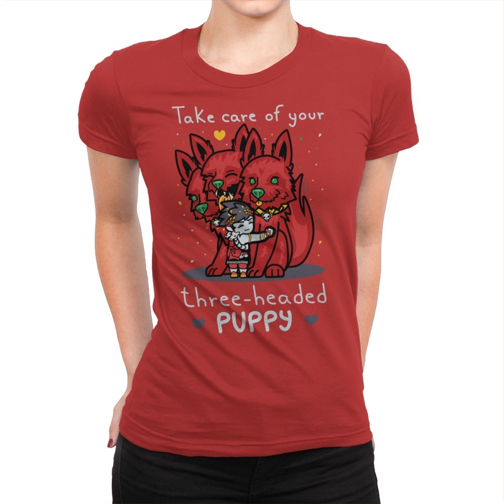 Three-Headed Puppy - Womens Premium T-Shirts RIPT Apparel Small / Red