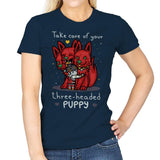 Three-Headed Puppy - Womens T-Shirts RIPT Apparel Small / Navy