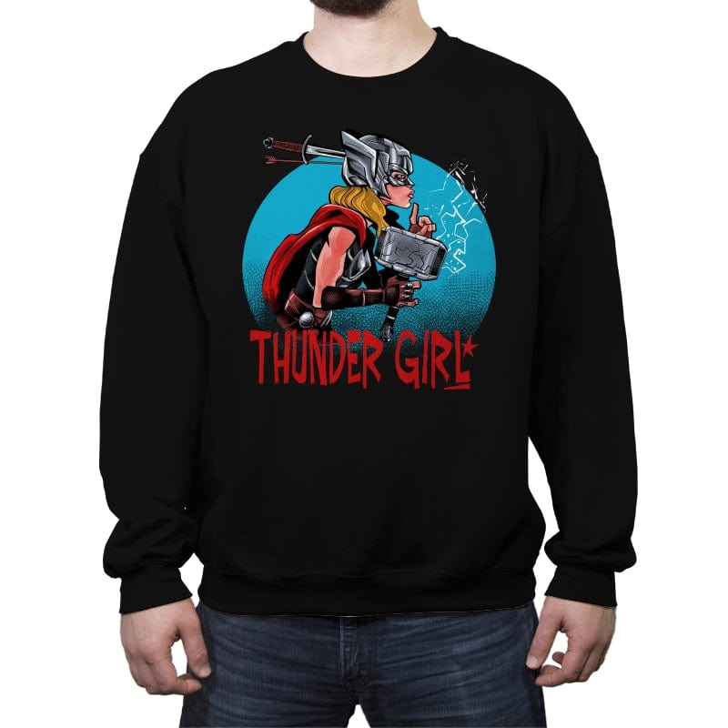 Thunder Girl - Crew Neck Sweatshirt Crew Neck Sweatshirt RIPT Apparel Small / Black