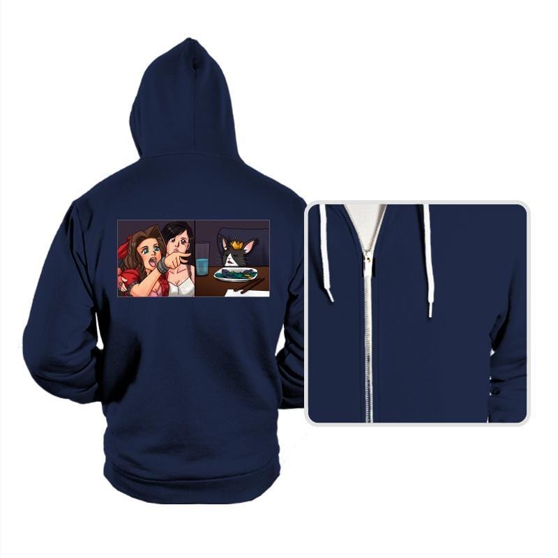 Tifa Yelling At A Cait Sith - Hoodies Hoodies RIPT Apparel Small / Navy