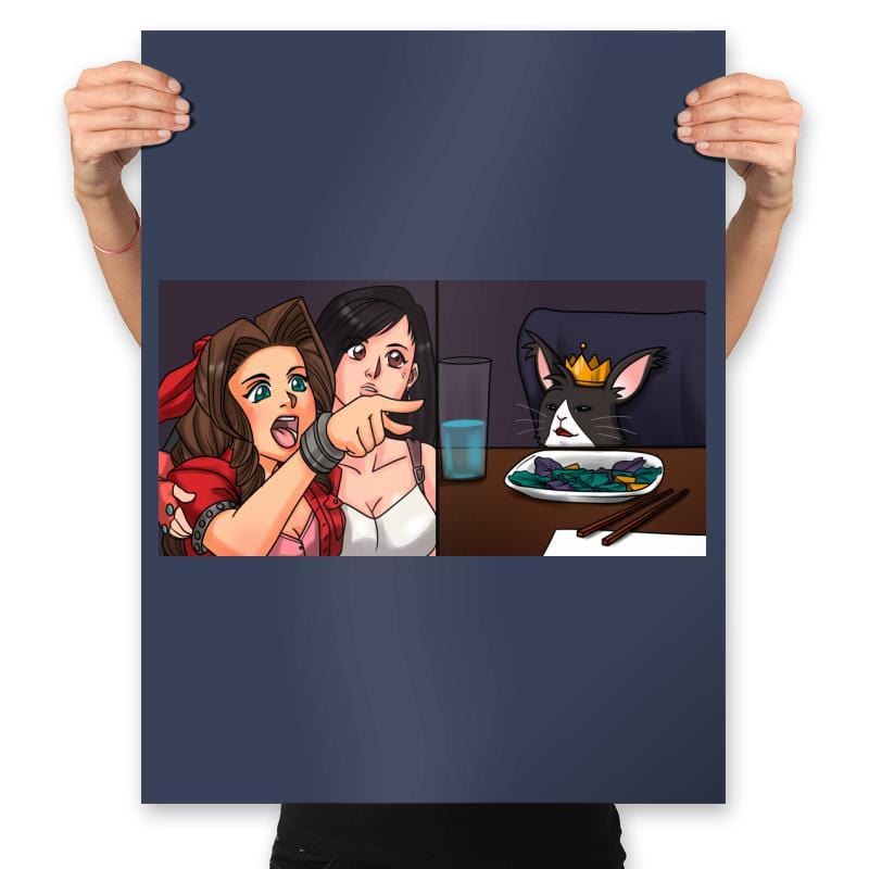 Tifa Yelling At A Cait Sith - Prints Posters RIPT Apparel 18x24 / Navy
