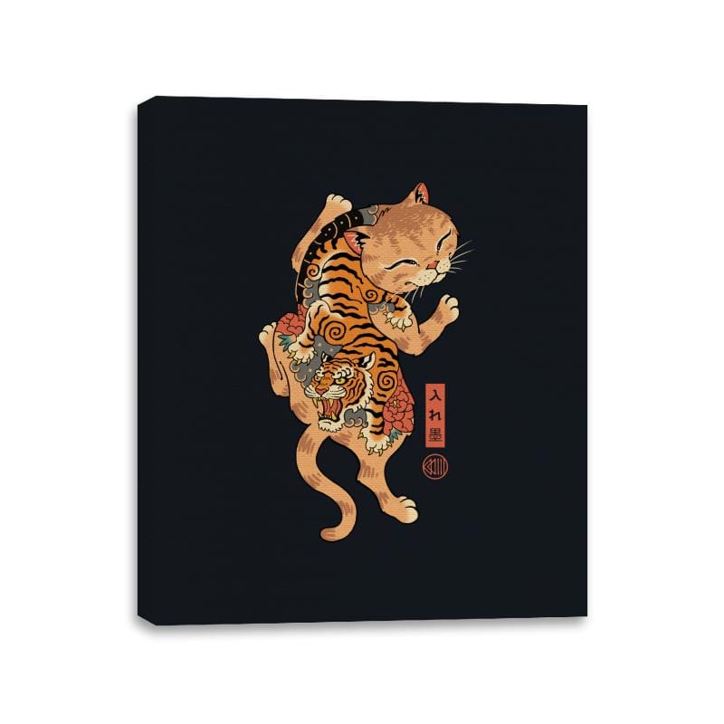Tiger Cat Irezumi - Canvas Wraps Canvas Wraps RIPT Apparel 11x14 / Black