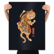 Tiger Cat Irezumi - Prints Posters RIPT Apparel 18x24 / Black