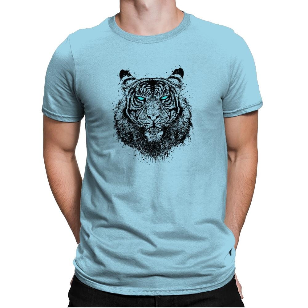Tiger Gaze - Back to Nature - Mens Premium T-Shirts RIPT Apparel Small / Light Blue
