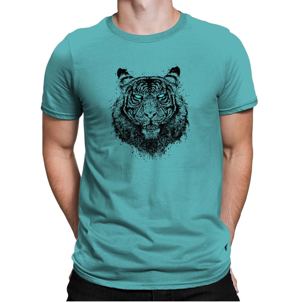 Tiger Gaze - Back to Nature - Mens Premium T-Shirts RIPT Apparel Small / Tahiti Blue