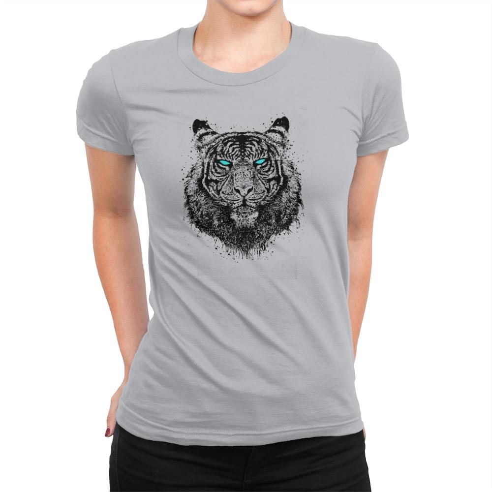 Tiger Gaze - Back to Nature - Womens Premium T-Shirts RIPT Apparel Small / Silver