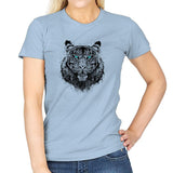 Tiger Gaze - Back to Nature - Womens T-Shirts RIPT Apparel Small / Light Blue