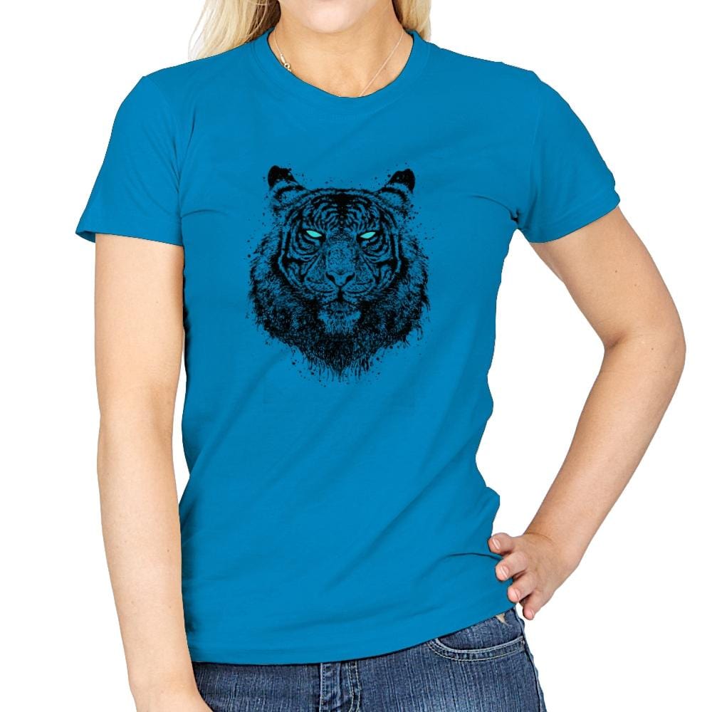 Tiger Gaze - Back to Nature - Womens T-Shirts RIPT Apparel Small / Sapphire
