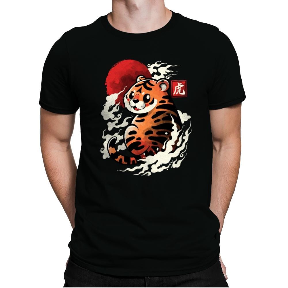 Tiger Red Sun - Mens Premium T-Shirts RIPT Apparel Small / Black