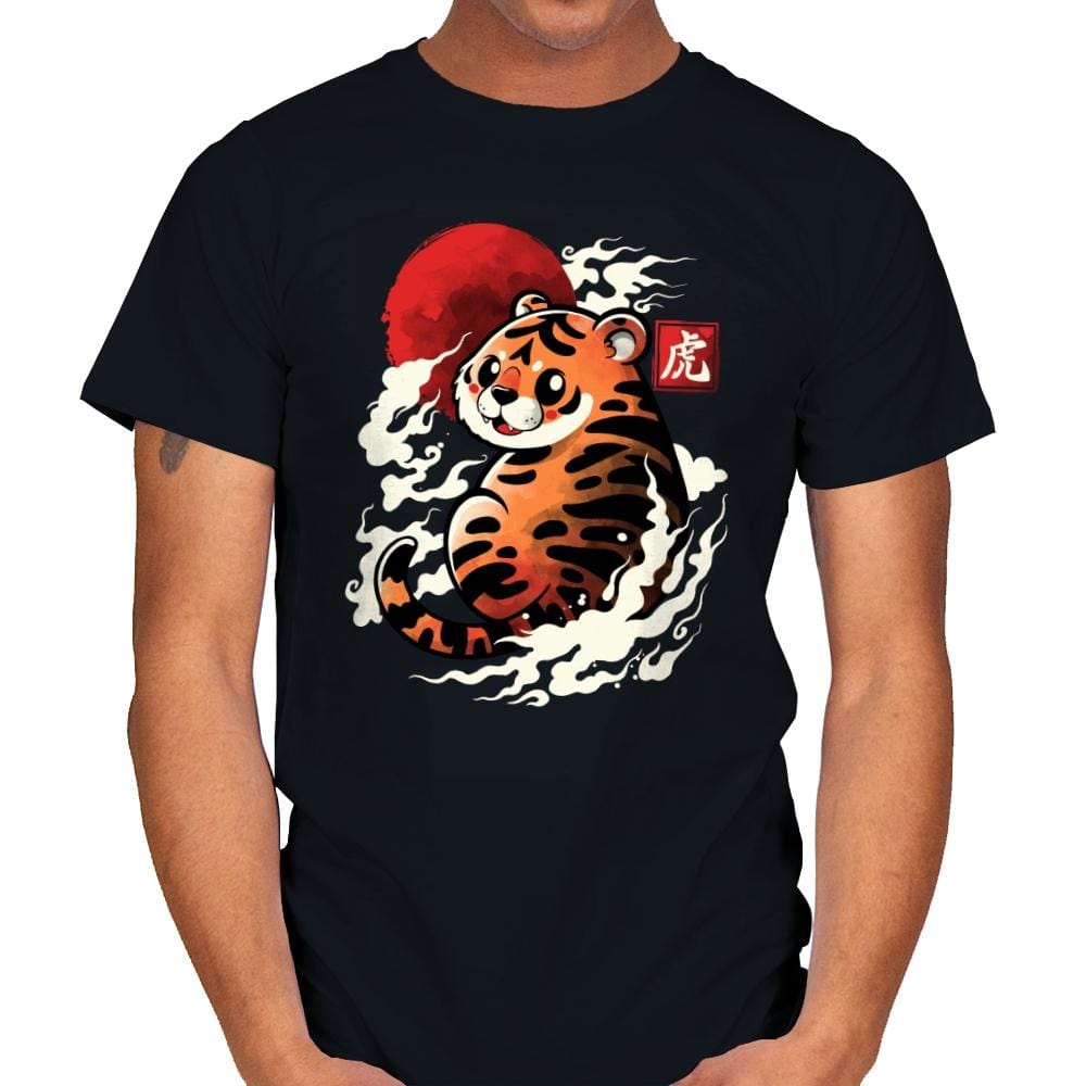 Tiger Red Sun - Mens T-Shirts RIPT Apparel Small / Black