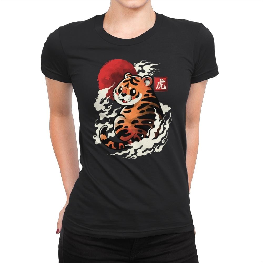 Tiger Red Sun - Womens Premium T-Shirts RIPT Apparel Small / Black