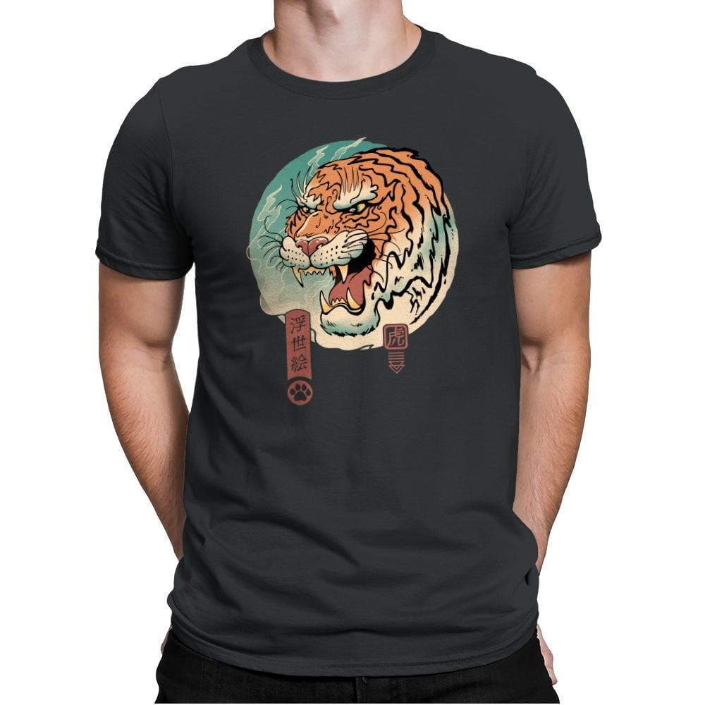 Tiger Ukiyo-e - Mens Premium T-Shirts RIPT Apparel Small / Heavy Metal