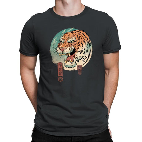 Tiger Ukiyo-e - Mens Premium T-Shirts RIPT Apparel Small / Heavy Metal