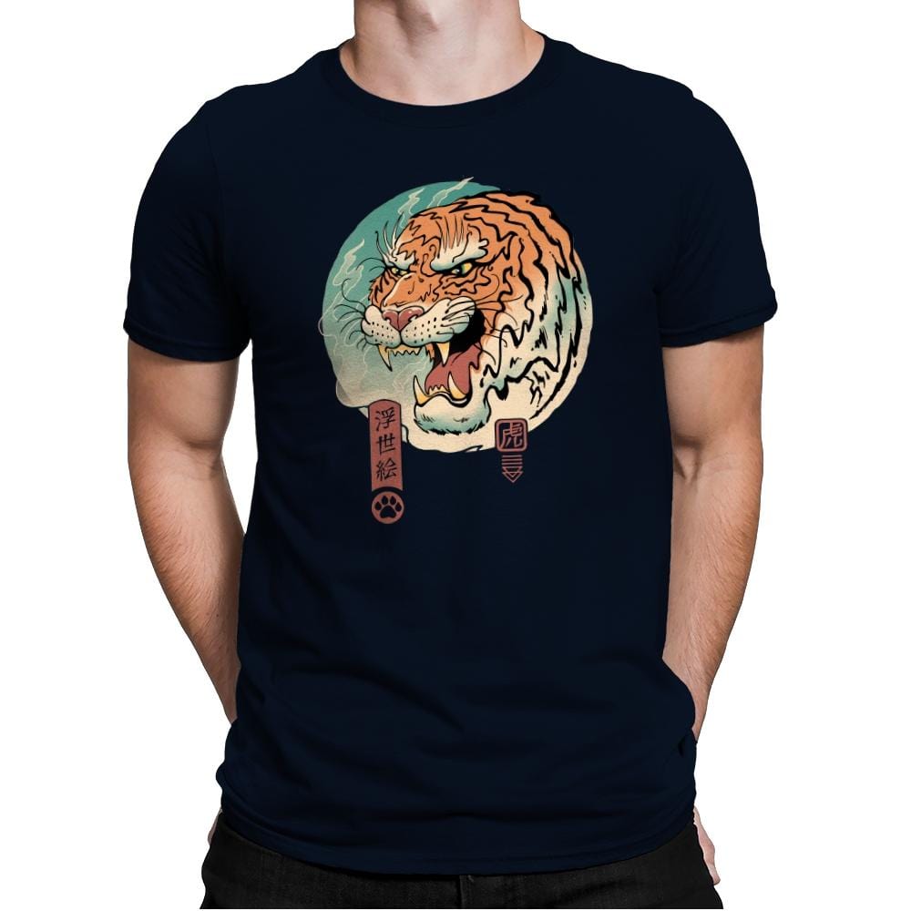 Tiger Ukiyo-e - Mens Premium T-Shirts RIPT Apparel Small / Midnight Navy