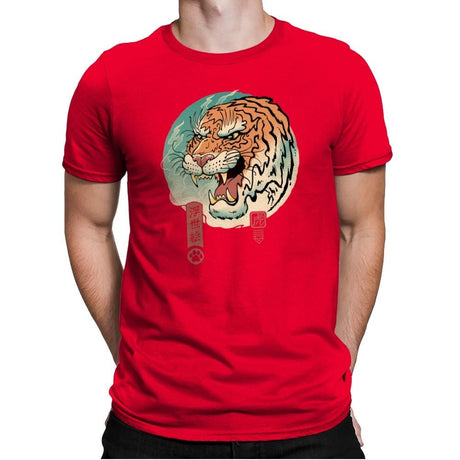 Tiger Ukiyo-e - Mens Premium T-Shirts RIPT Apparel Small / Red