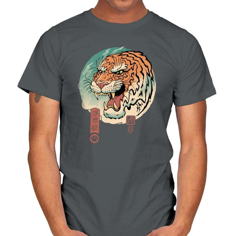 Tiger Ukiyo-e - Mens T-Shirts RIPT Apparel Small / Charcoal