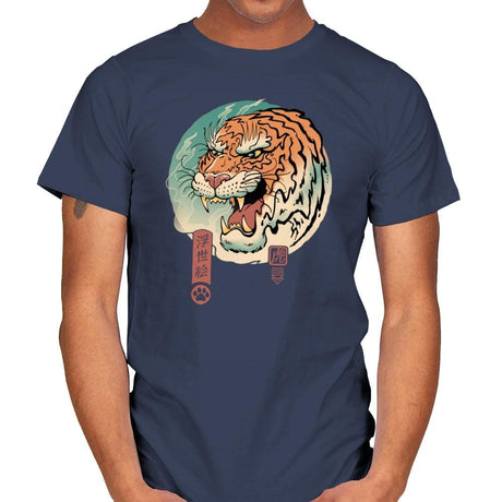 Tiger Ukiyo-e - Mens T-Shirts RIPT Apparel Small / Navy