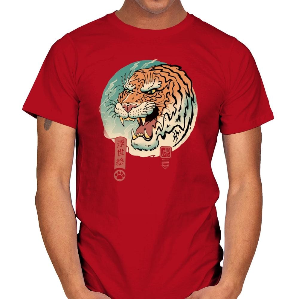 Tiger Ukiyo-e - Mens T-Shirts RIPT Apparel Small / Red