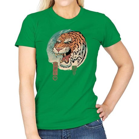 Tiger Ukiyo-e - Womens T-Shirts RIPT Apparel Small / Irish Green