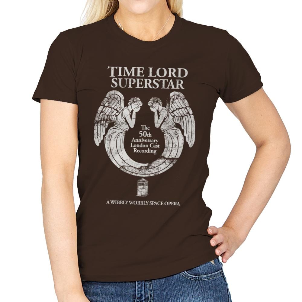 Time Lord Superstar - Record Collector - Womens T-Shirts RIPT Apparel Small / Dark Chocolate
