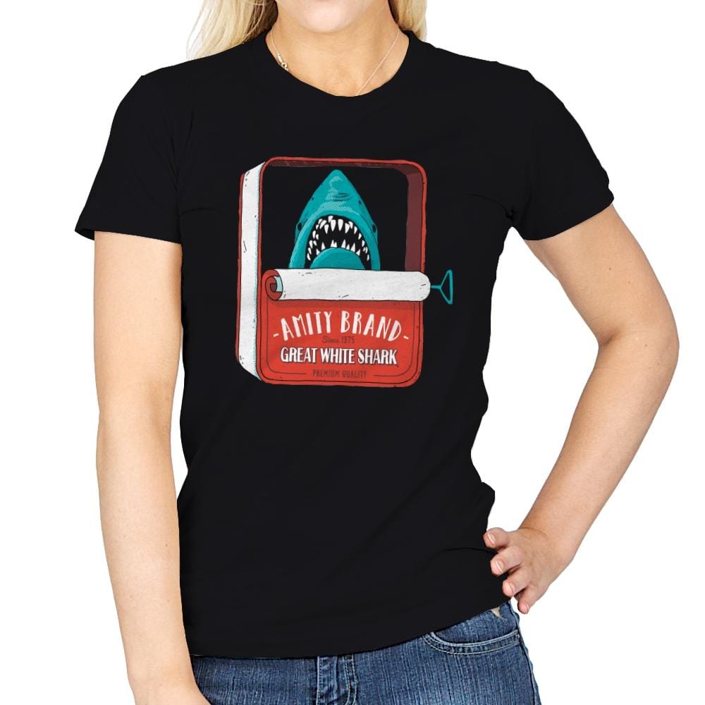 Tinned Shark - Womens T-Shirts RIPT Apparel Small / Black