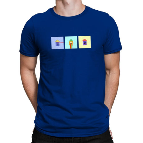 Tiny Trashcan Panels - Mens Premium T-Shirts RIPT Apparel Small / Royal
