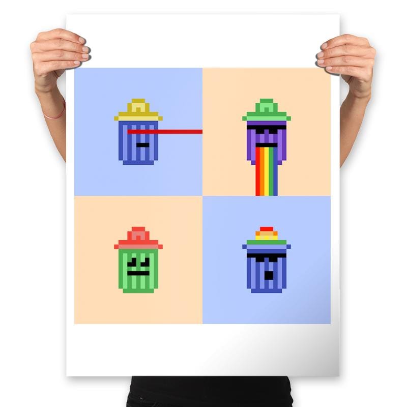 Tiny Trashcan Panels Pop - Prints Posters RIPT Apparel 18x24 / White