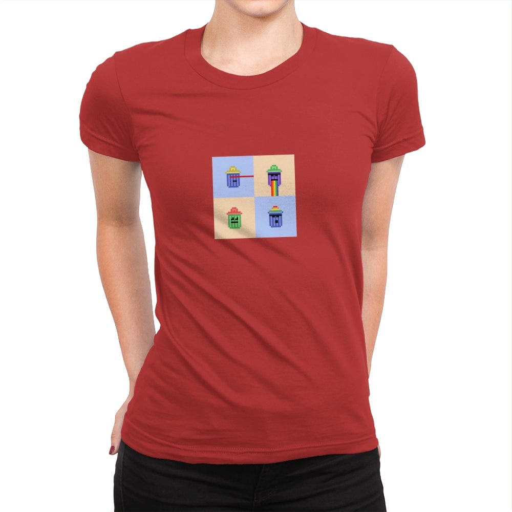 Tiny Trashcan Panels Pop - Womens Premium T-Shirts RIPT Apparel Small / Red