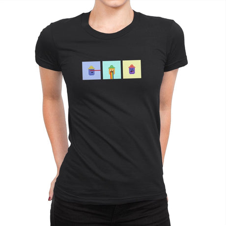 Tiny Trashcan Panels - Womens Premium T-Shirts RIPT Apparel Small / Black