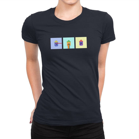 Tiny Trashcan Panels - Womens Premium T-Shirts RIPT Apparel Small / Midnight Navy