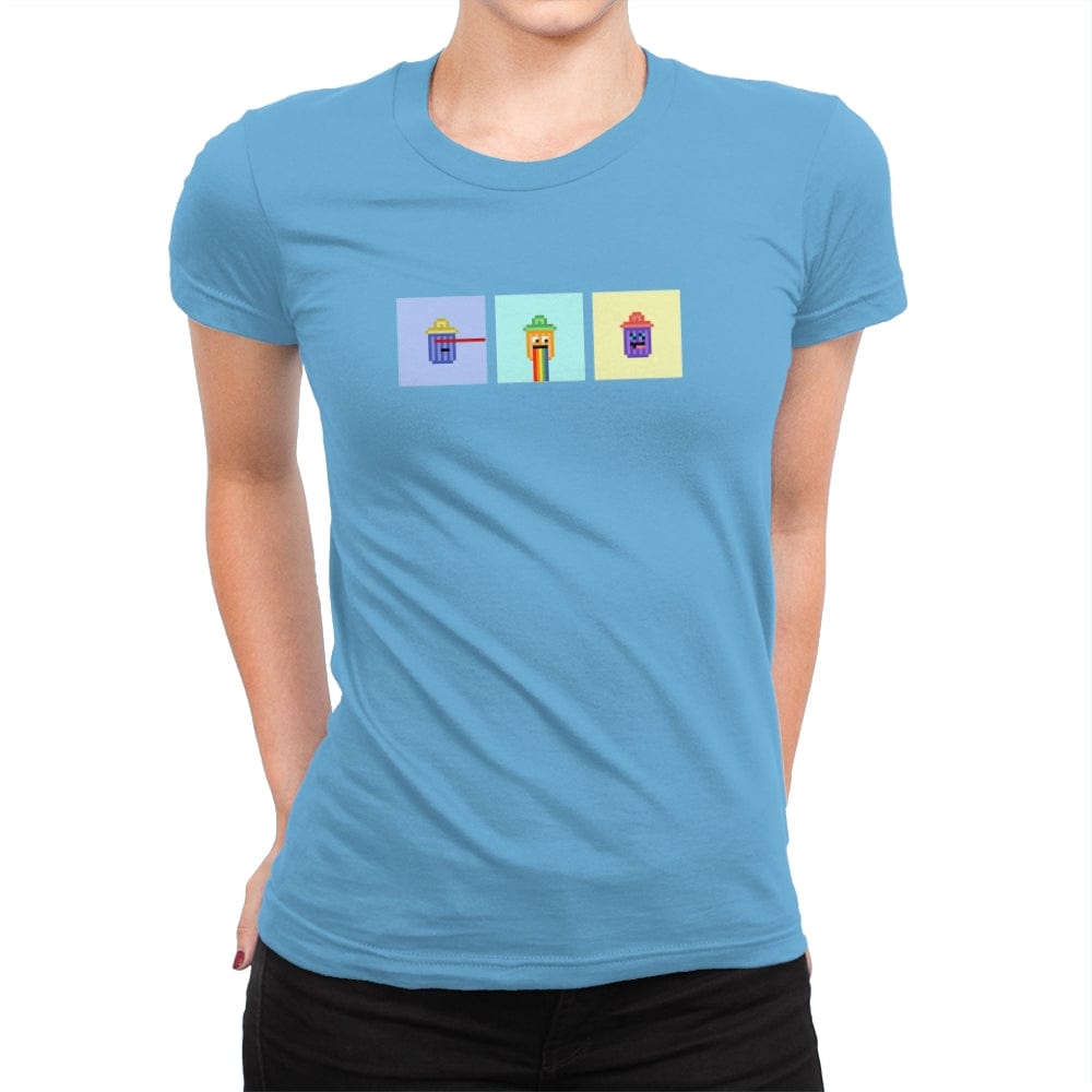 Tiny Trashcan Panels - Womens Premium T-Shirts RIPT Apparel Small / Turquoise
