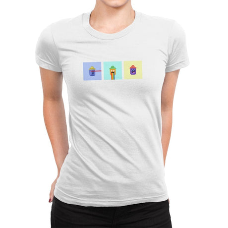 Tiny Trashcan Panels - Womens Premium T-Shirts RIPT Apparel Small / White