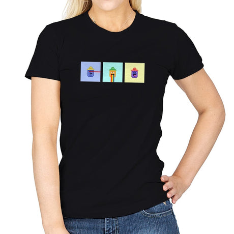 Tiny Trashcan Panels - Womens T-Shirts RIPT Apparel Small / Black