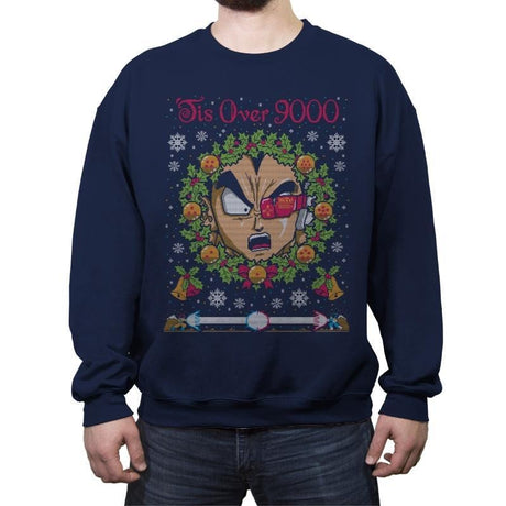 Tis' Over 9000 - Ugly Holiday - Crew Neck Sweatshirt Crew Neck Sweatshirt Gooten 2x-large / Navy