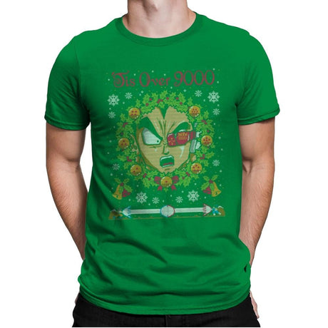 Tis' Over 9000 - Ugly Holiday - Mens Premium T-Shirts RIPT Apparel Small / Kelly Green