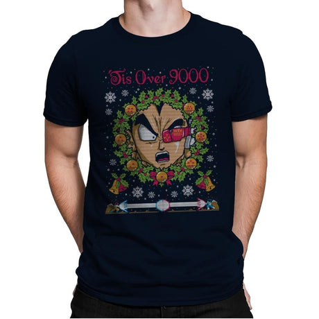 Tis' Over 9000 - Ugly Holiday - Mens Premium T-Shirts RIPT Apparel Small / Midnight Navy