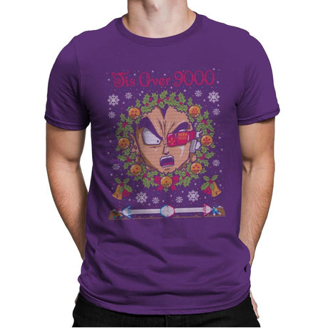 Tis' Over 9000 - Ugly Holiday - Mens Premium T-Shirts RIPT Apparel Small / Purple Rush