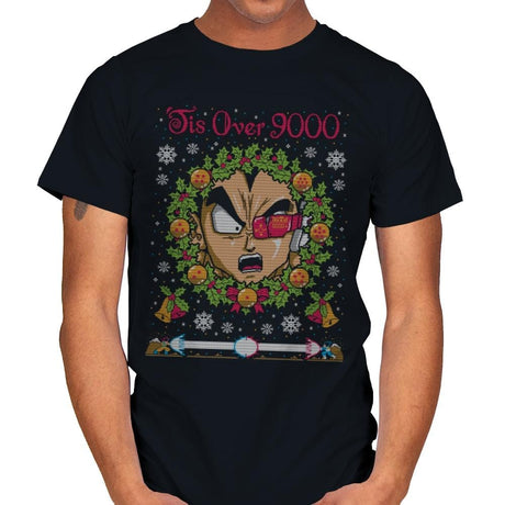 Tis' Over 9000 - Ugly Holiday - Mens T-Shirts RIPT Apparel Small / Black