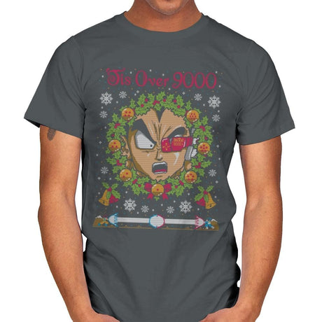Tis' Over 9000 - Ugly Holiday - Mens T-Shirts RIPT Apparel Small / Charcoal
