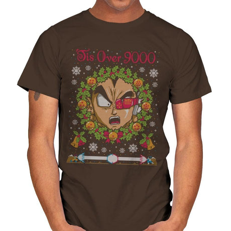 Tis' Over 9000 - Ugly Holiday - Mens T-Shirts RIPT Apparel Small / Dark Chocolate