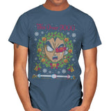 Tis' Over 9000 - Ugly Holiday - Mens T-Shirts RIPT Apparel Small / Indigo Blue