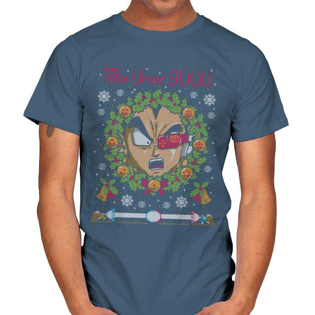 Tis' Over 9000 - Ugly Holiday - Mens T-Shirts RIPT Apparel Small / Indigo Blue