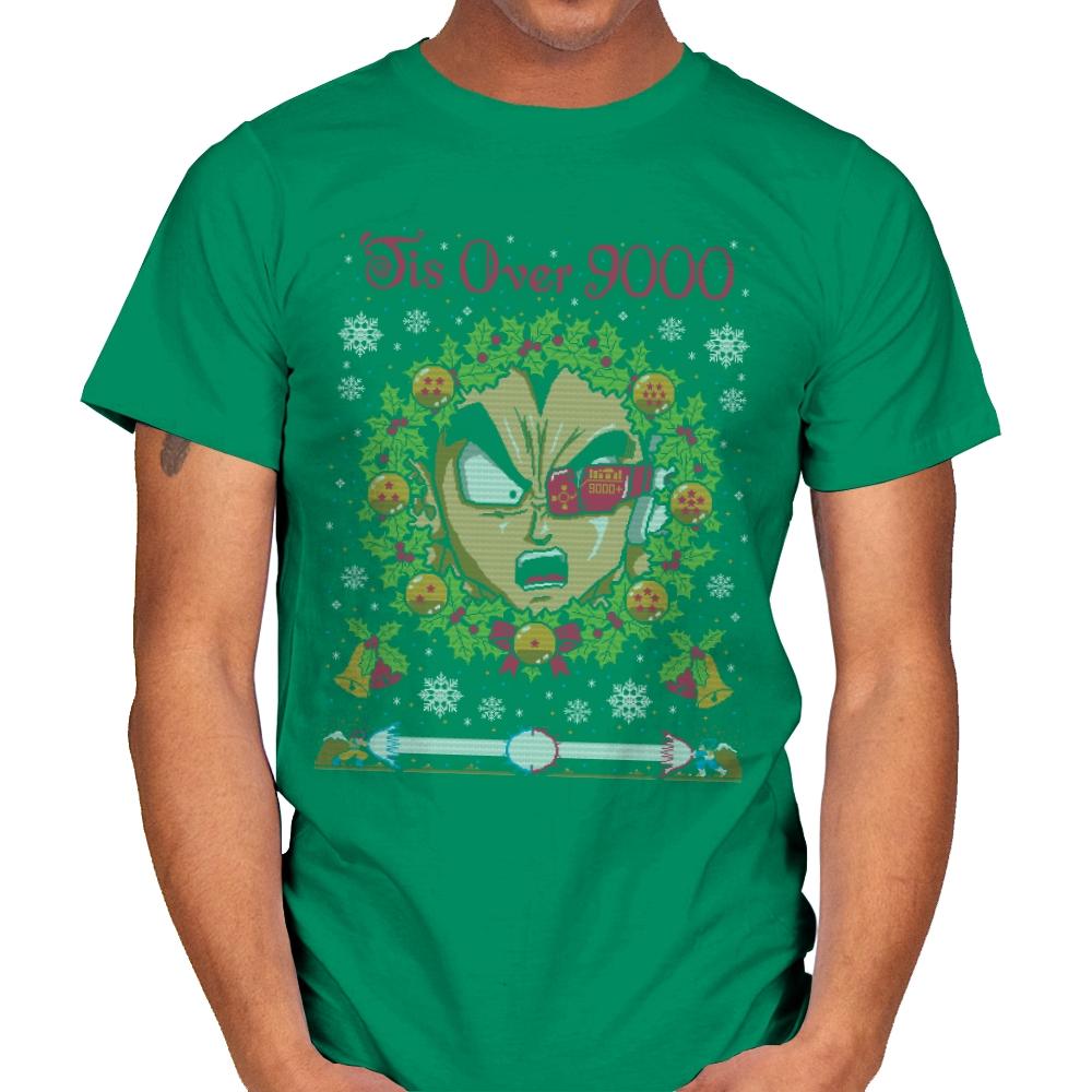 Tis' Over 9000 - Ugly Holiday - Mens T-Shirts RIPT Apparel Small / Kelly Green