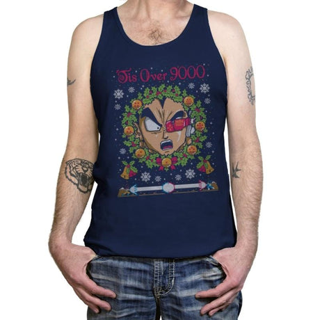 Tis' Over 9000 - Ugly Holiday - Tanktop Tanktop RIPT Apparel X-Small / Navy