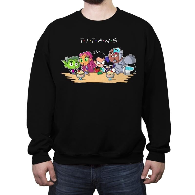 Titan Friends - Crew Neck Sweatshirt Crew Neck Sweatshirt RIPT Apparel Small / Black